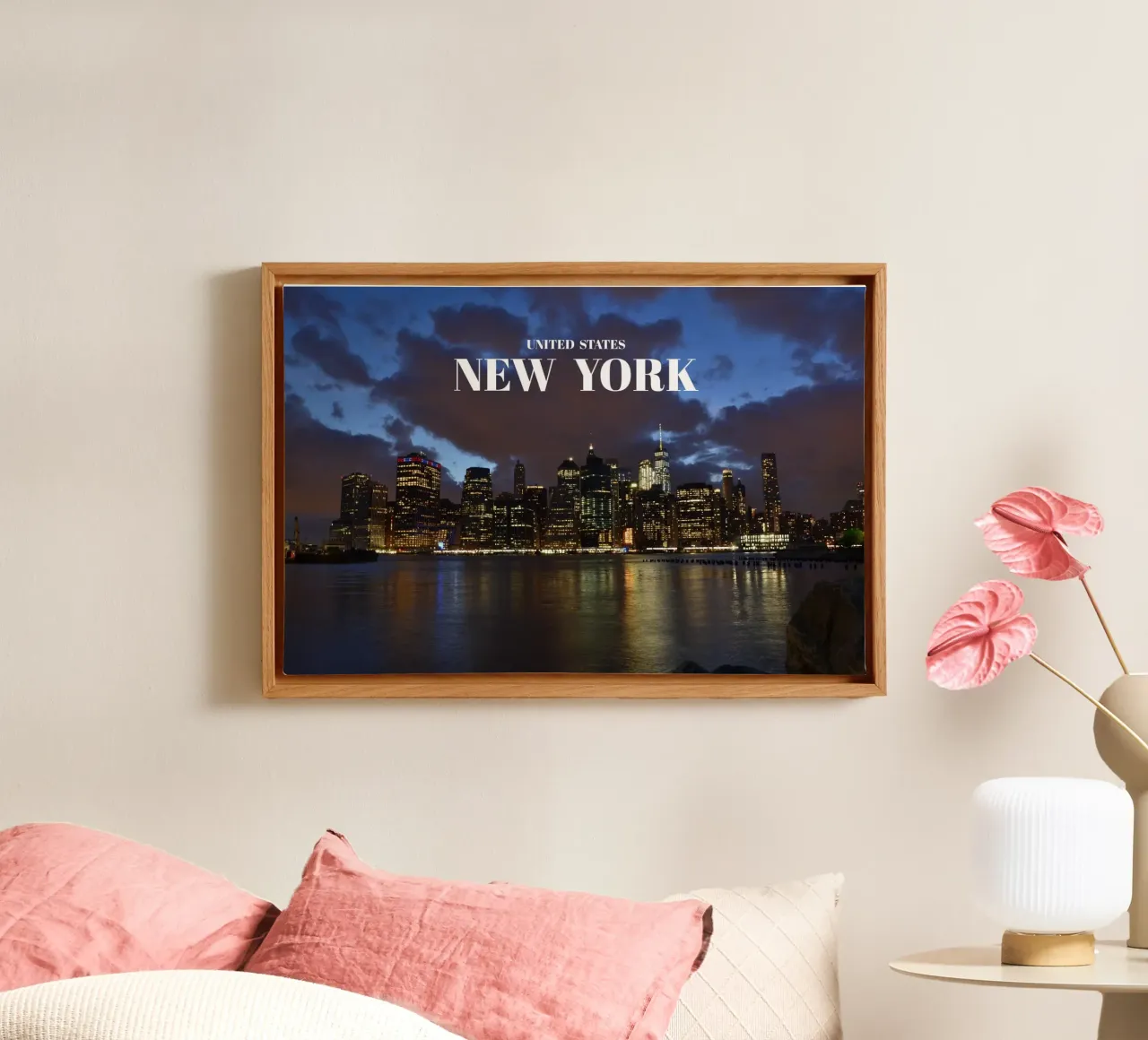 New York di notte - Stati Uniti tela con Cornice a cassetta da surfer28