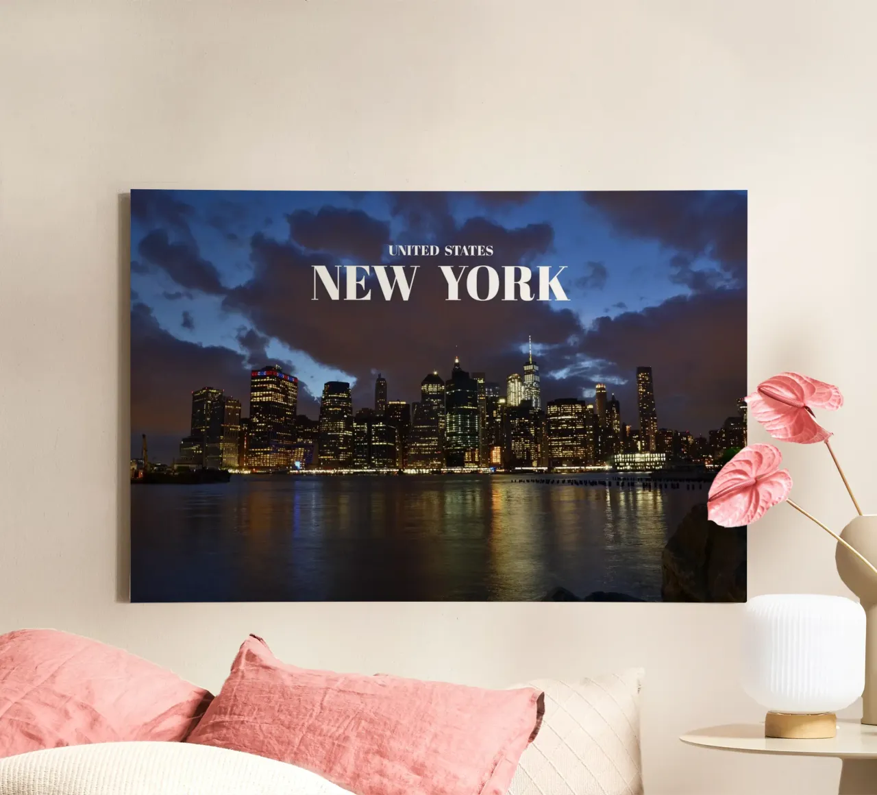 New York di notte - Stati Uniti tela con Cornice a cassetta da surfer28