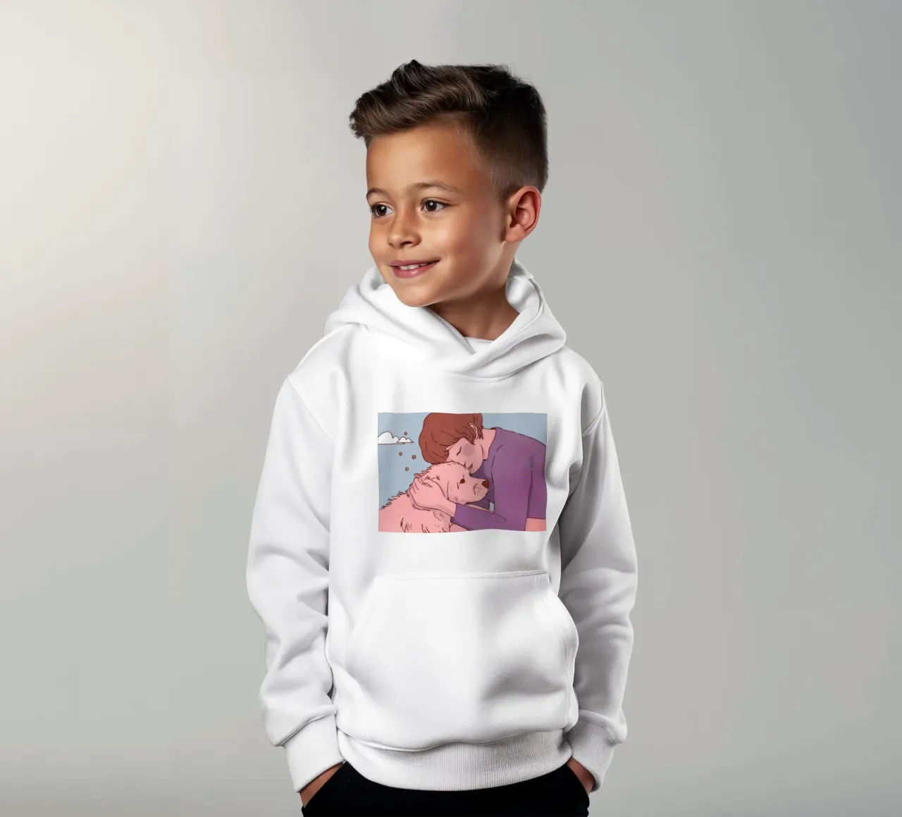 Heartwarming Canine Hug kids hoodie by Timeless Huse