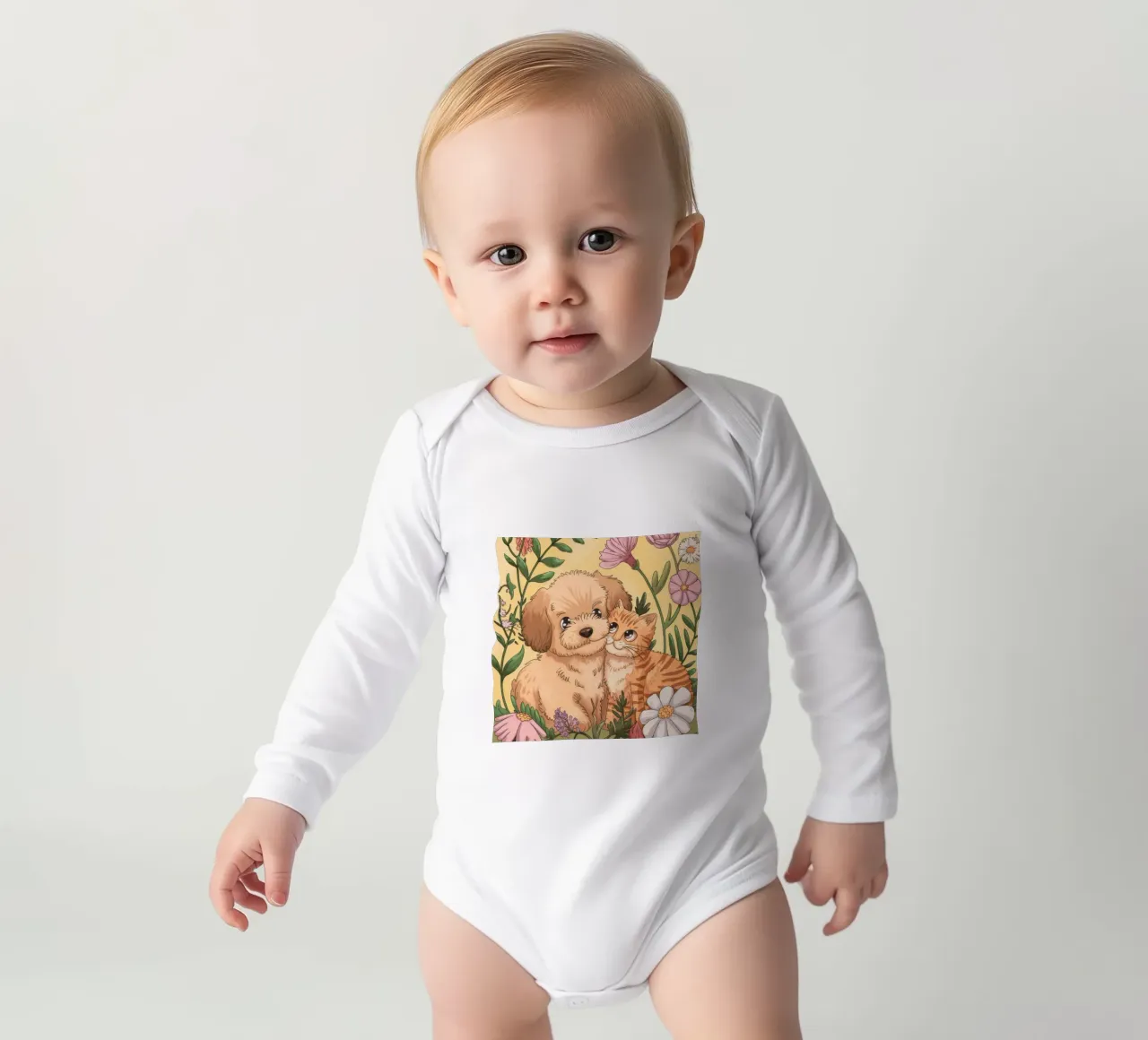 Liebevolle pelzige Bindung Langarm Babybody von Timeless Huse