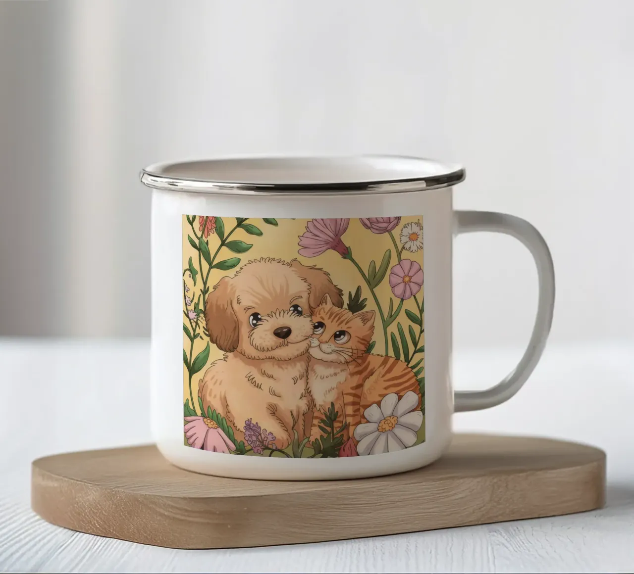 Legame affettivo con il pelo tazza in smalto da Timeless Huse