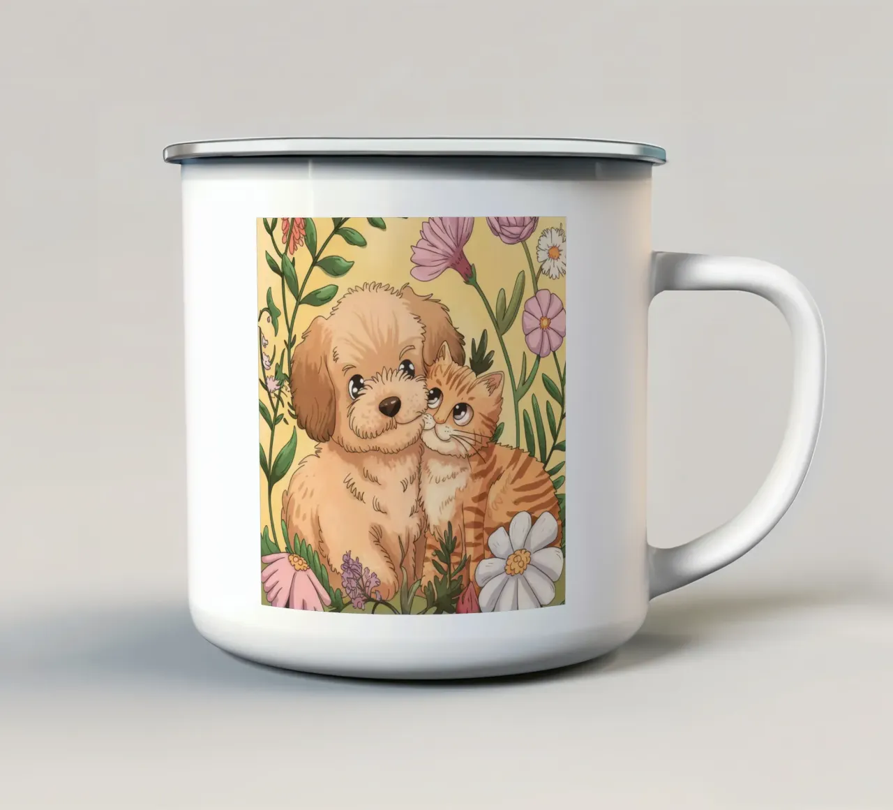 Legame affettivo con il pelo tazza in smalto da Timeless Huse
