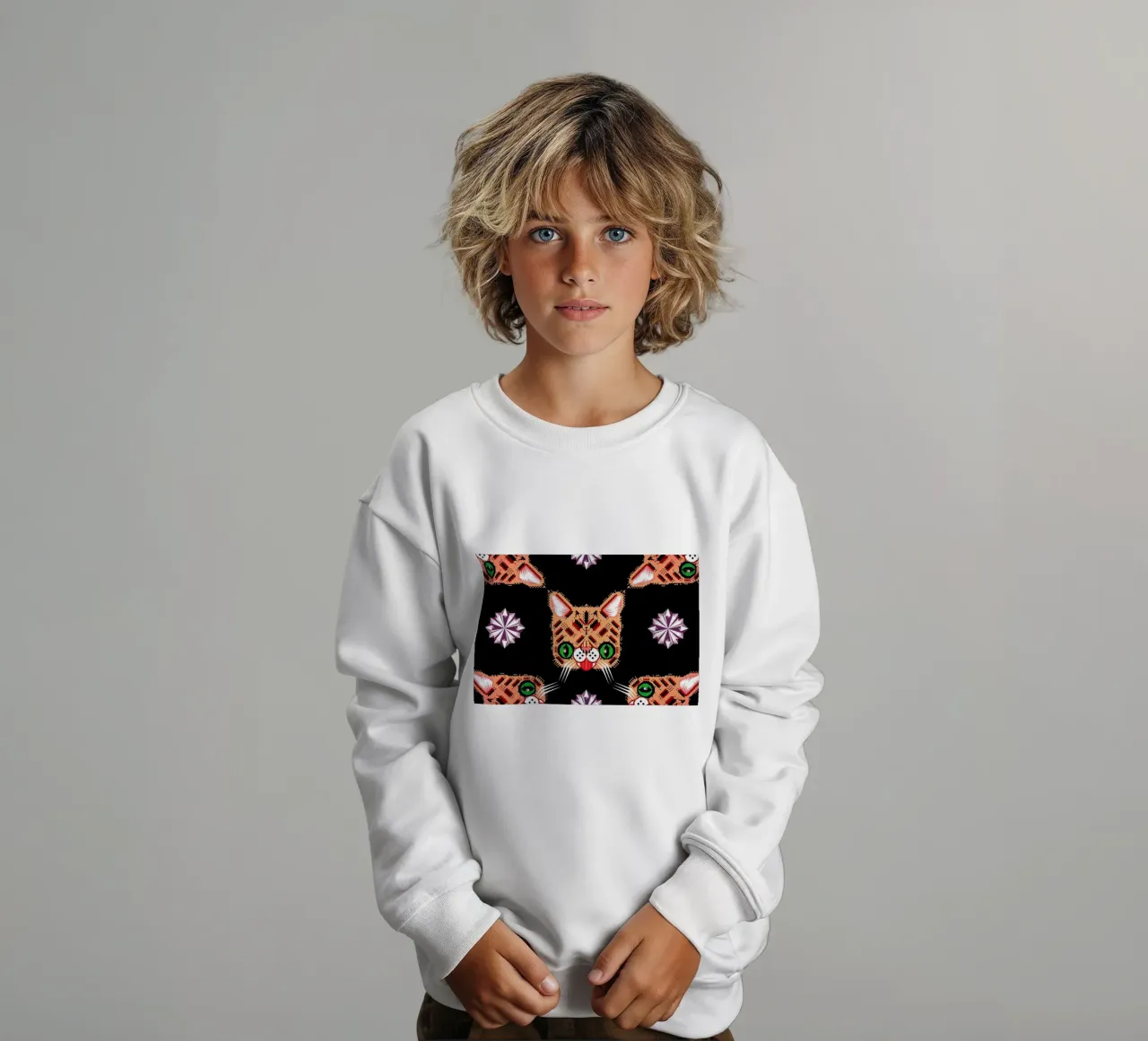 Lil Bub Pattern kids sweatshirt by Chobopop