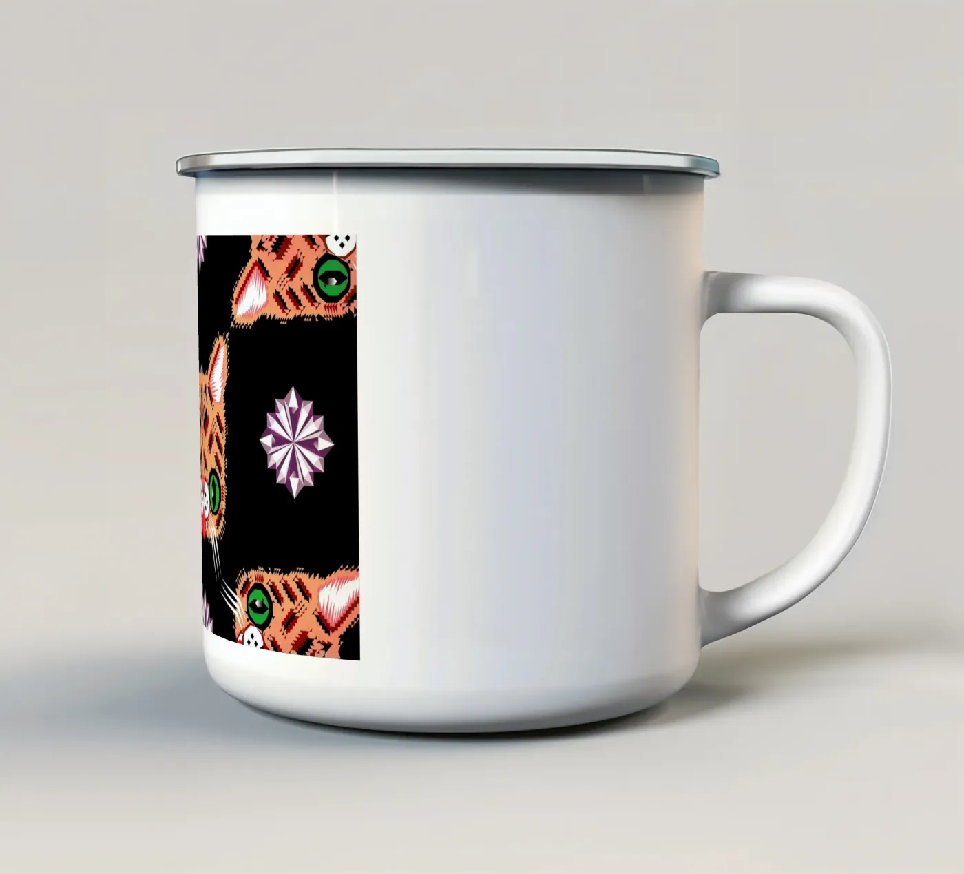 Lil Bub Pattern enamel mug by Chobopop