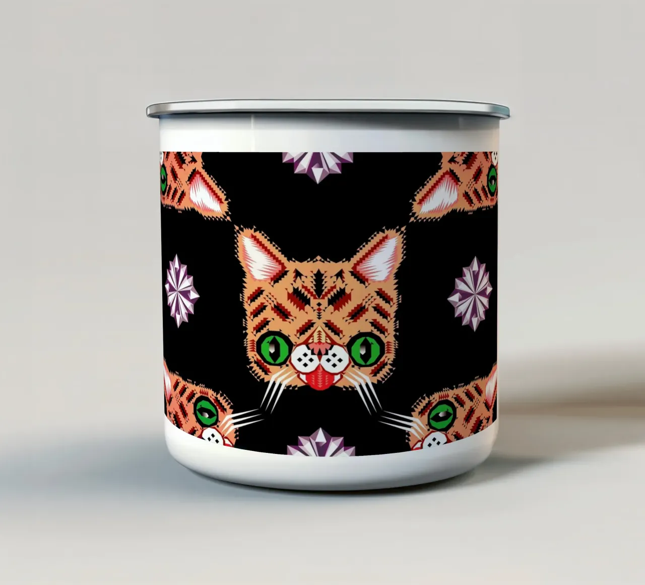 Lil Bub Pattern Emaille Tasse von Chobopop