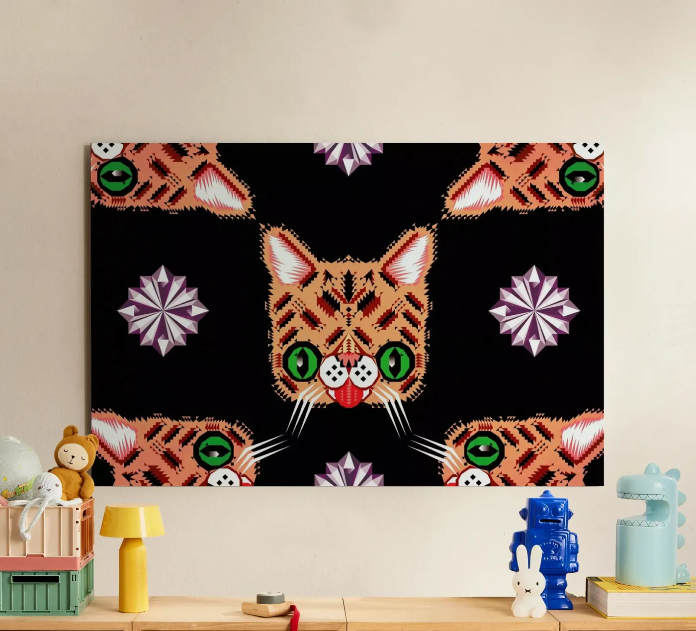 Lil Bub Pattern aluminium-dibond van Chobopop