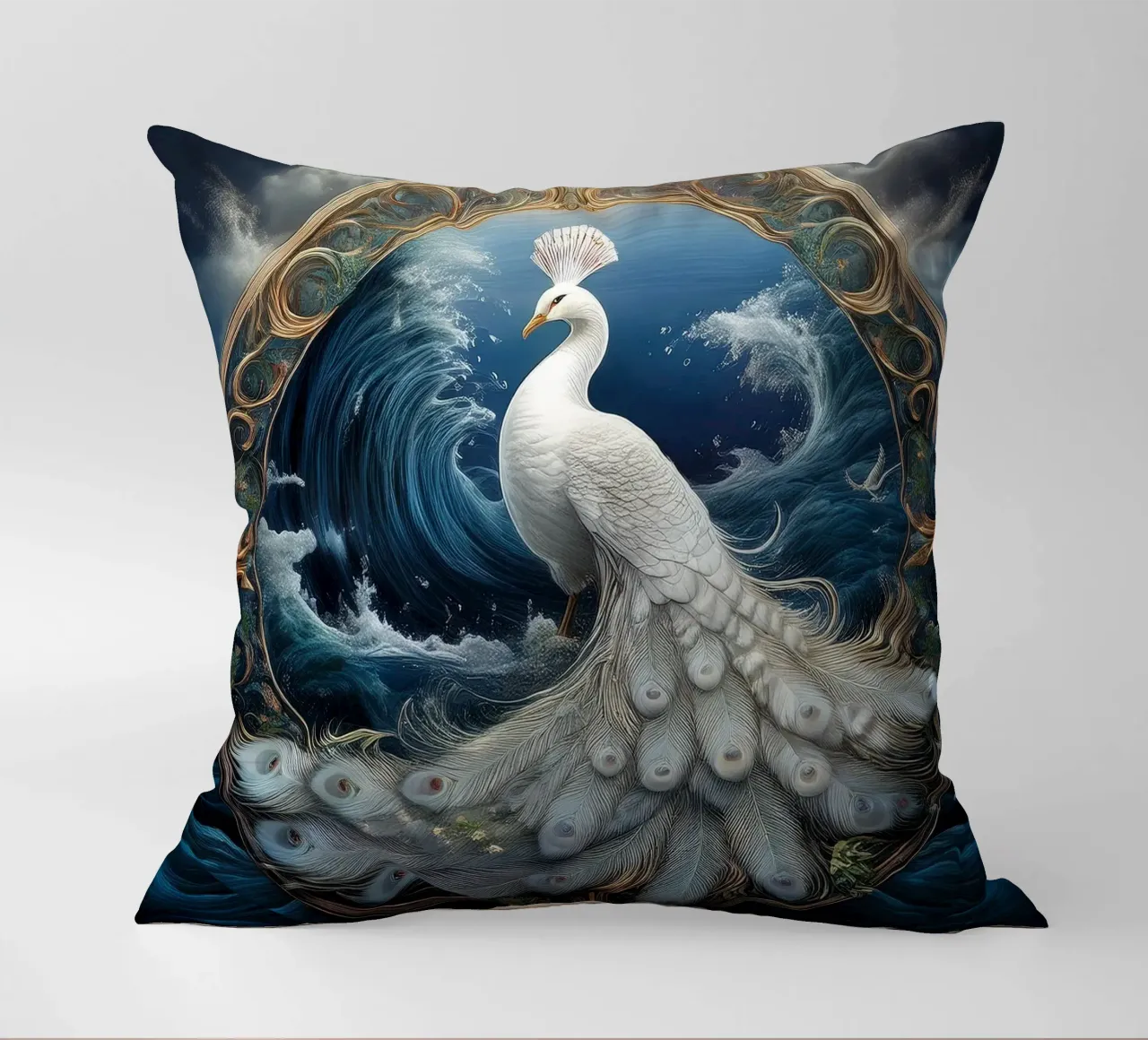 pavone bianco cuscino da kimmindmuse