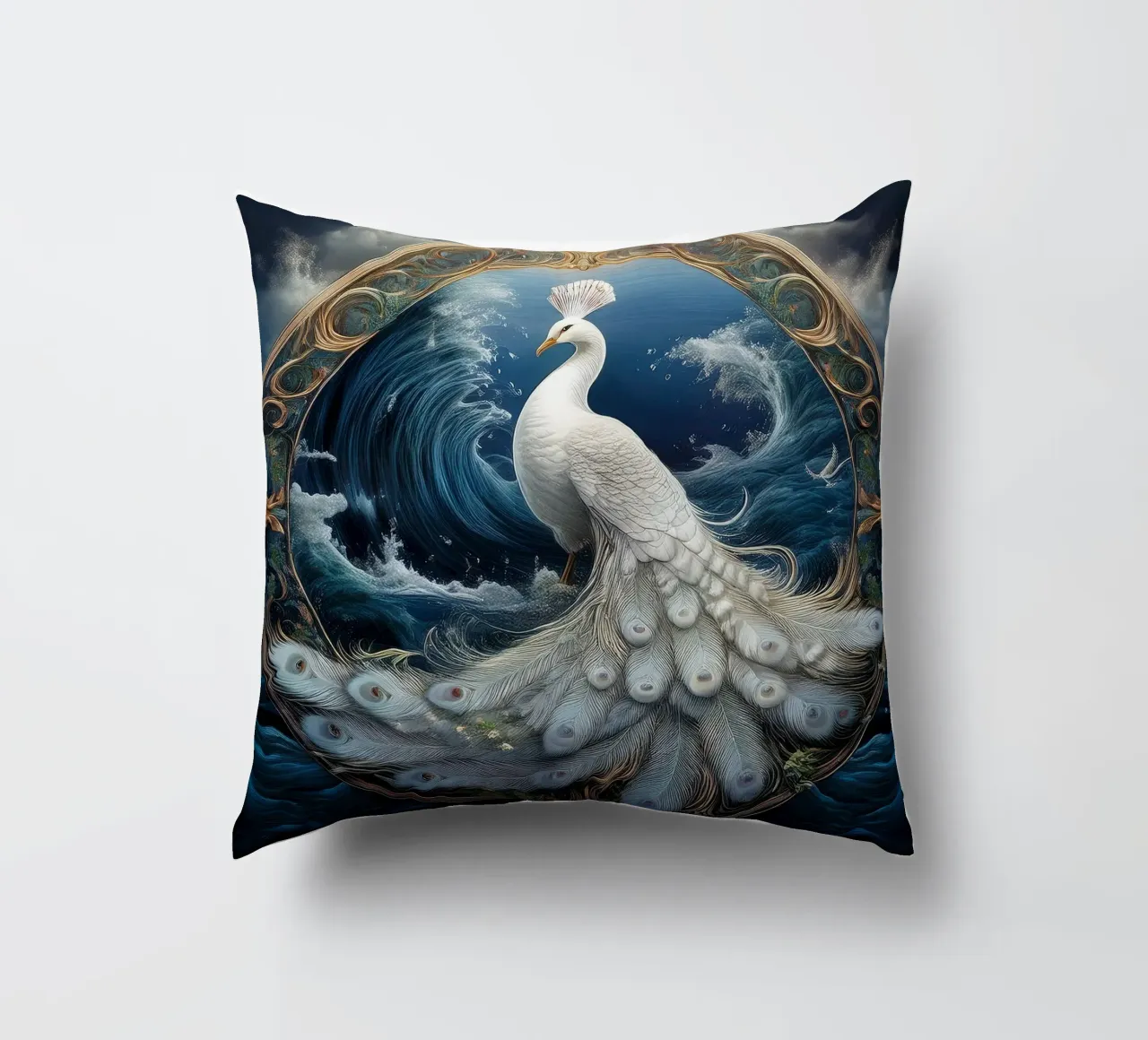 pavone bianco cuscino da kimmindmuse