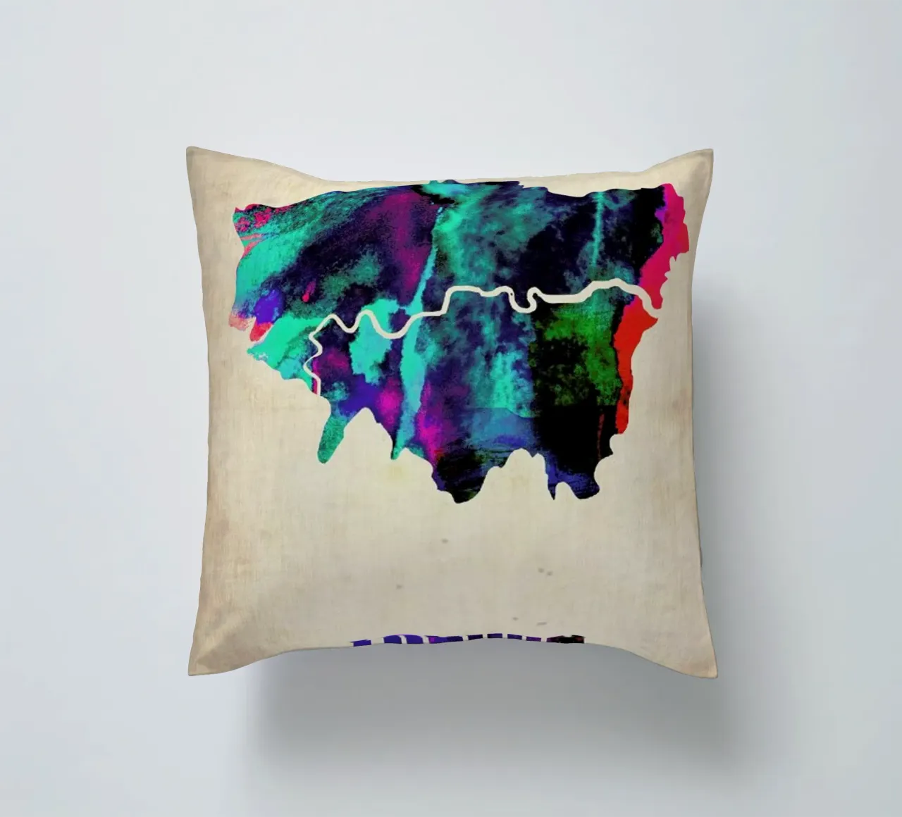 London Watercolor Map cuscino da Naxart