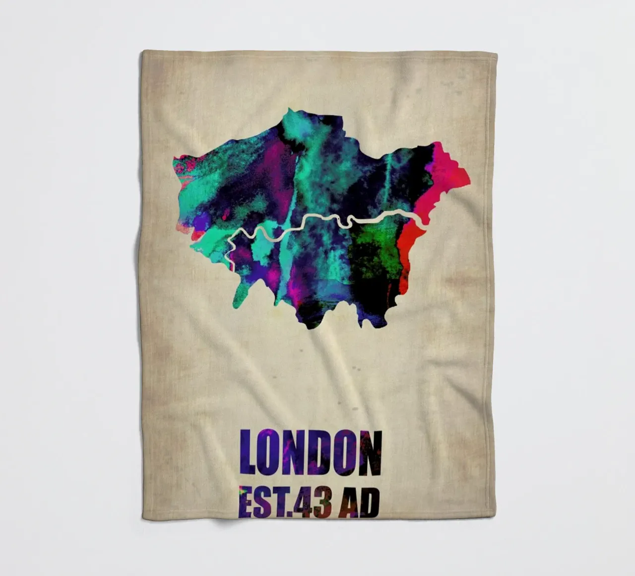 London Watercolor Map coperta in pile da Naxart
