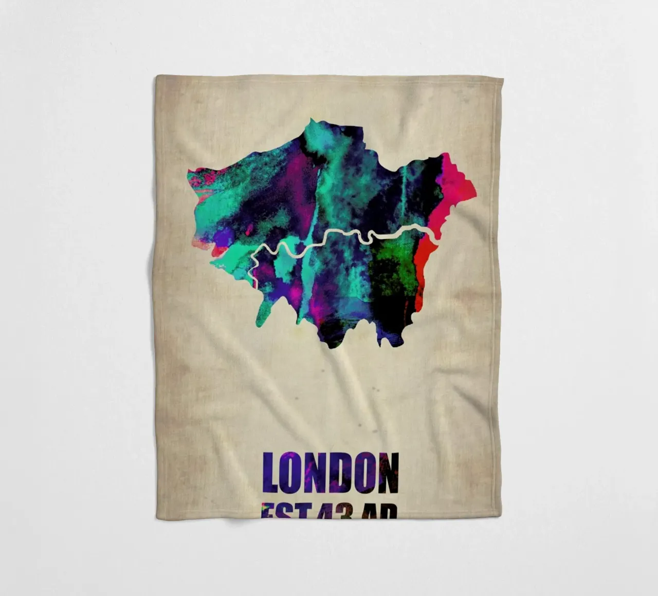 London Watercolor Map coperta in pile da Naxart