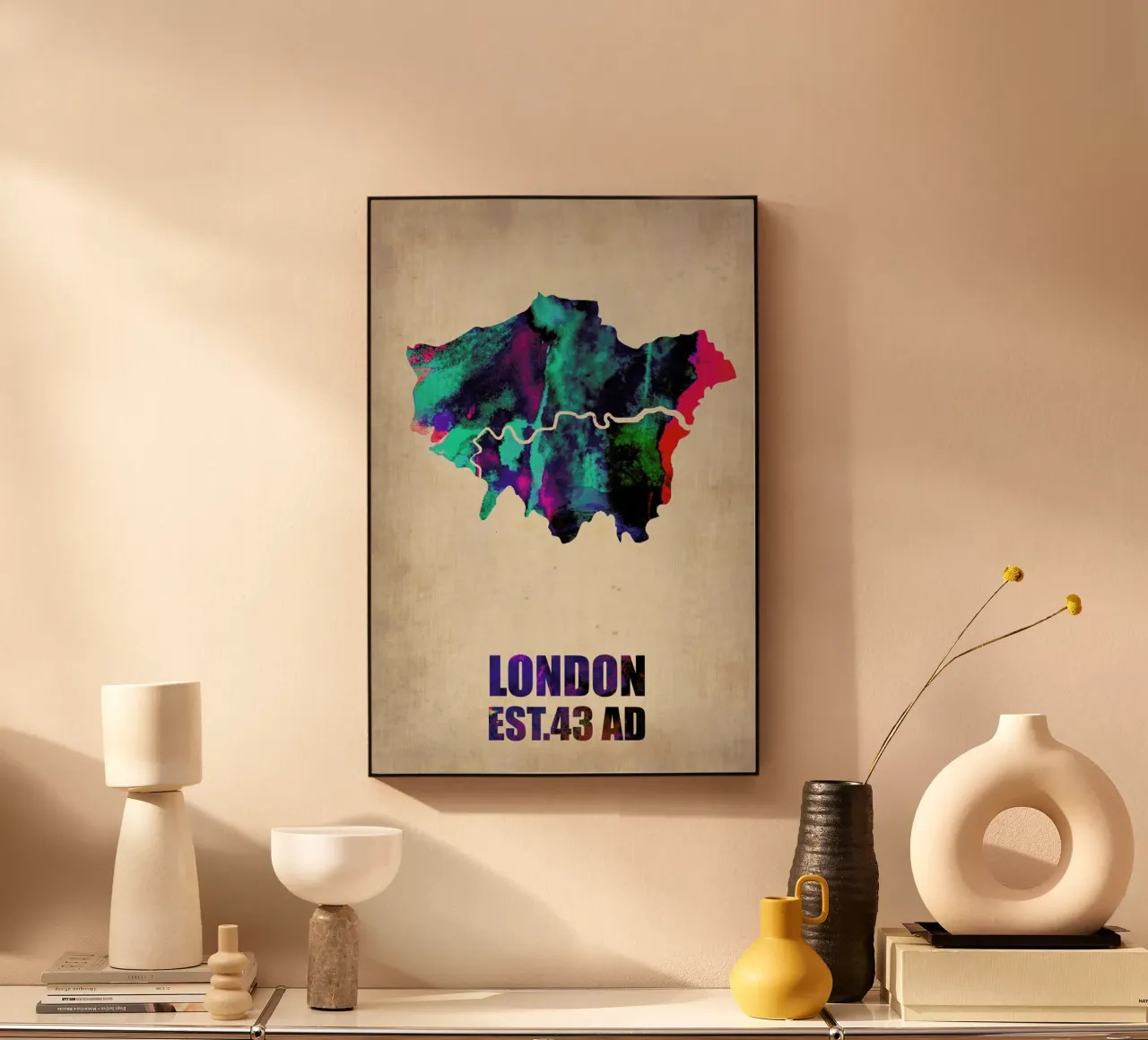 London Watercolor Map alluminio dibond da Naxart