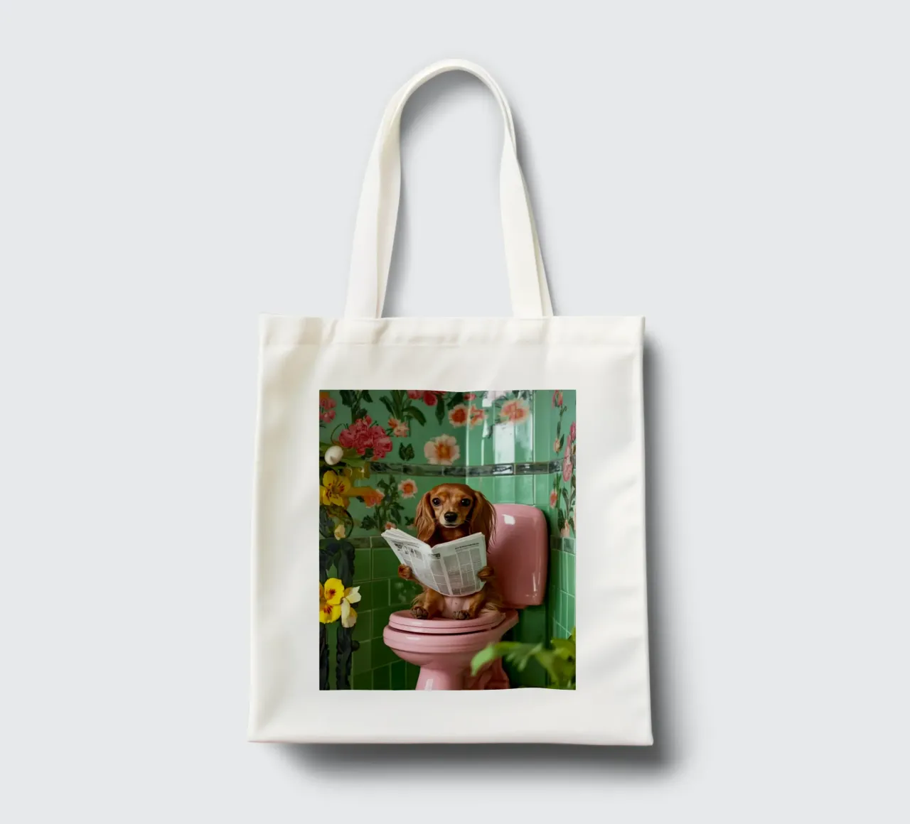 Dackel liest Zeitung tote bag by NORDLICHT DESIGNS