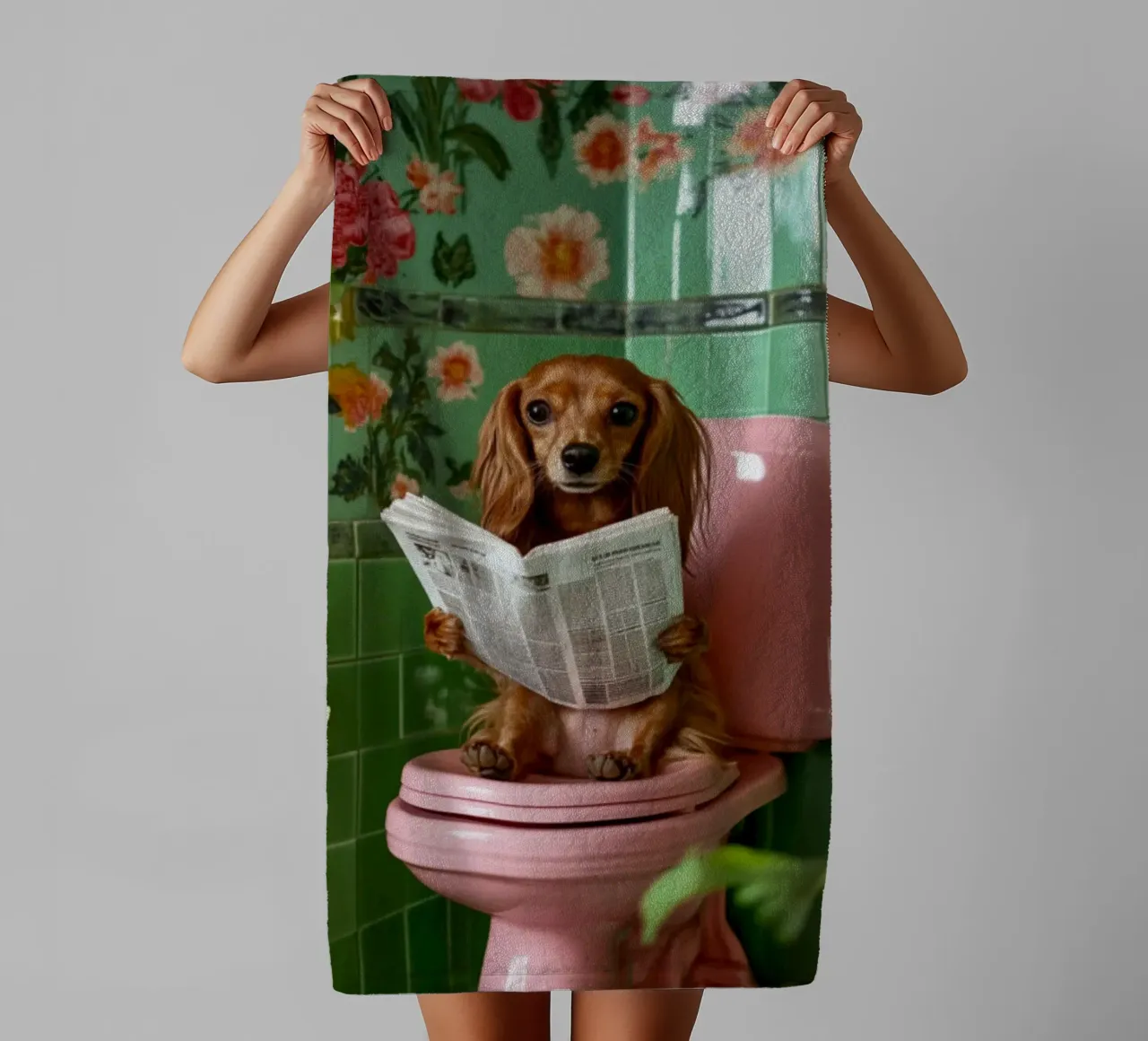 Dackel liest Zeitung asciugamano da bagno da NORDLICHT DESIGNS