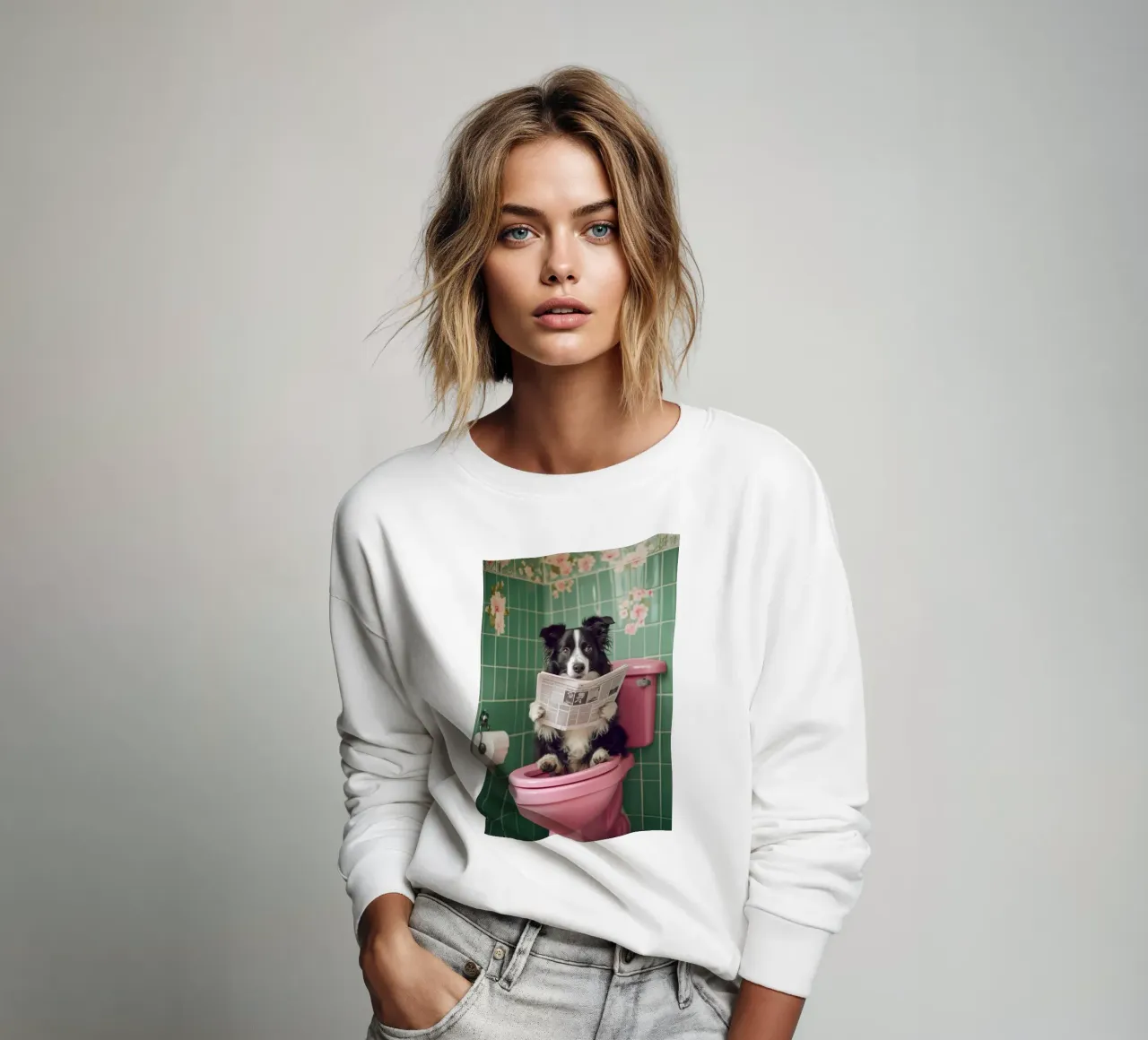 Border Collie liest Zeitung sweatshirt van NORDLICHT DESIGNS