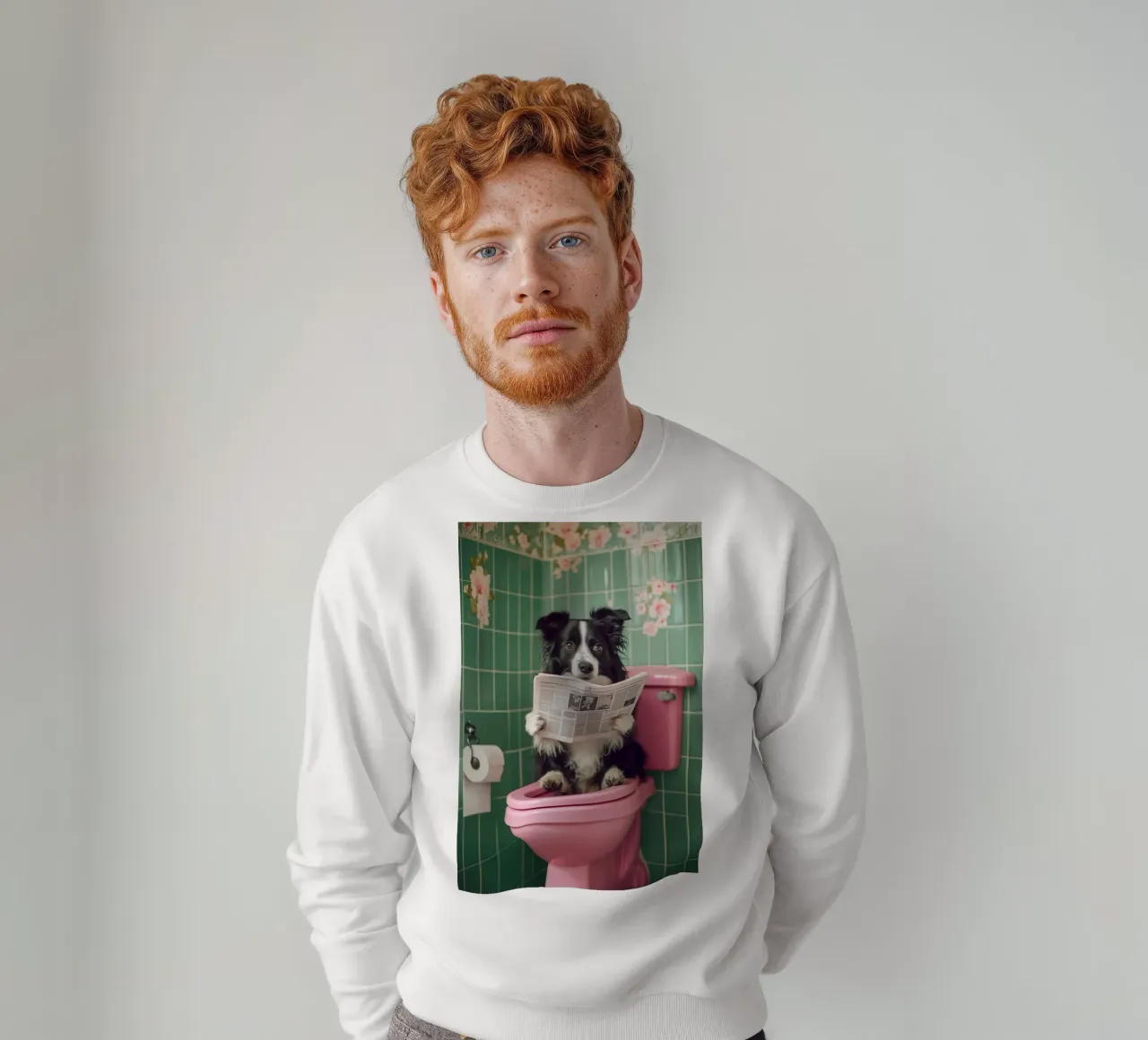 Border Collie liest Zeitung sweatshirt van NORDLICHT DESIGNS