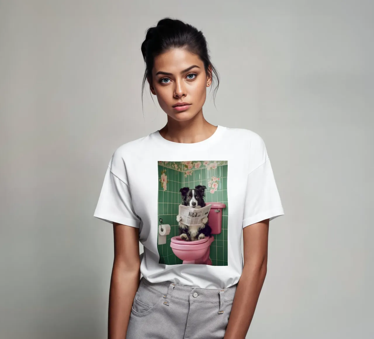 Border Collie liest Zeitung t-shirt da NORDLICHT DESIGNS