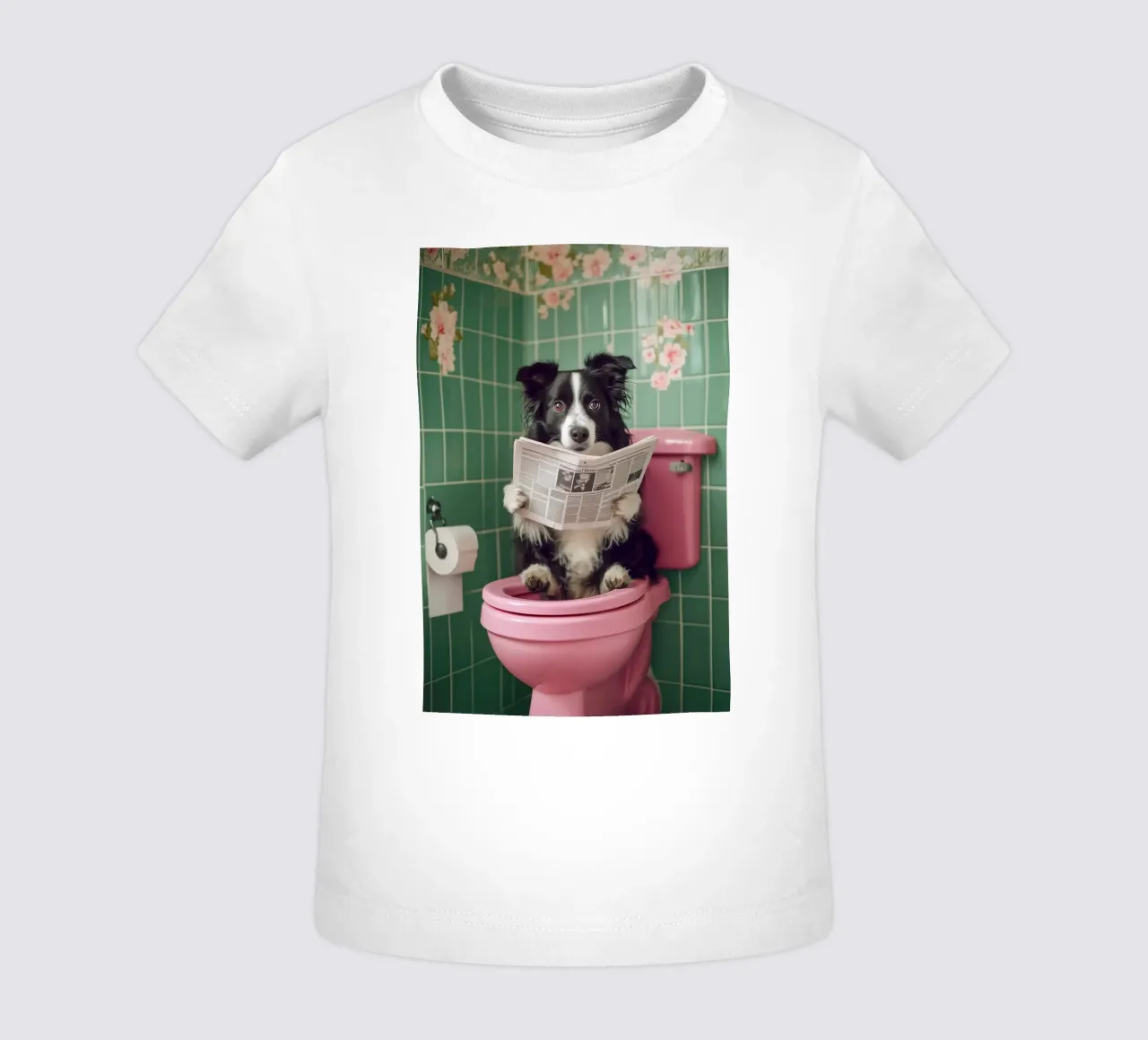 Border Collie liest Zeitung maglietta neonato da NORDLICHT DESIGNS