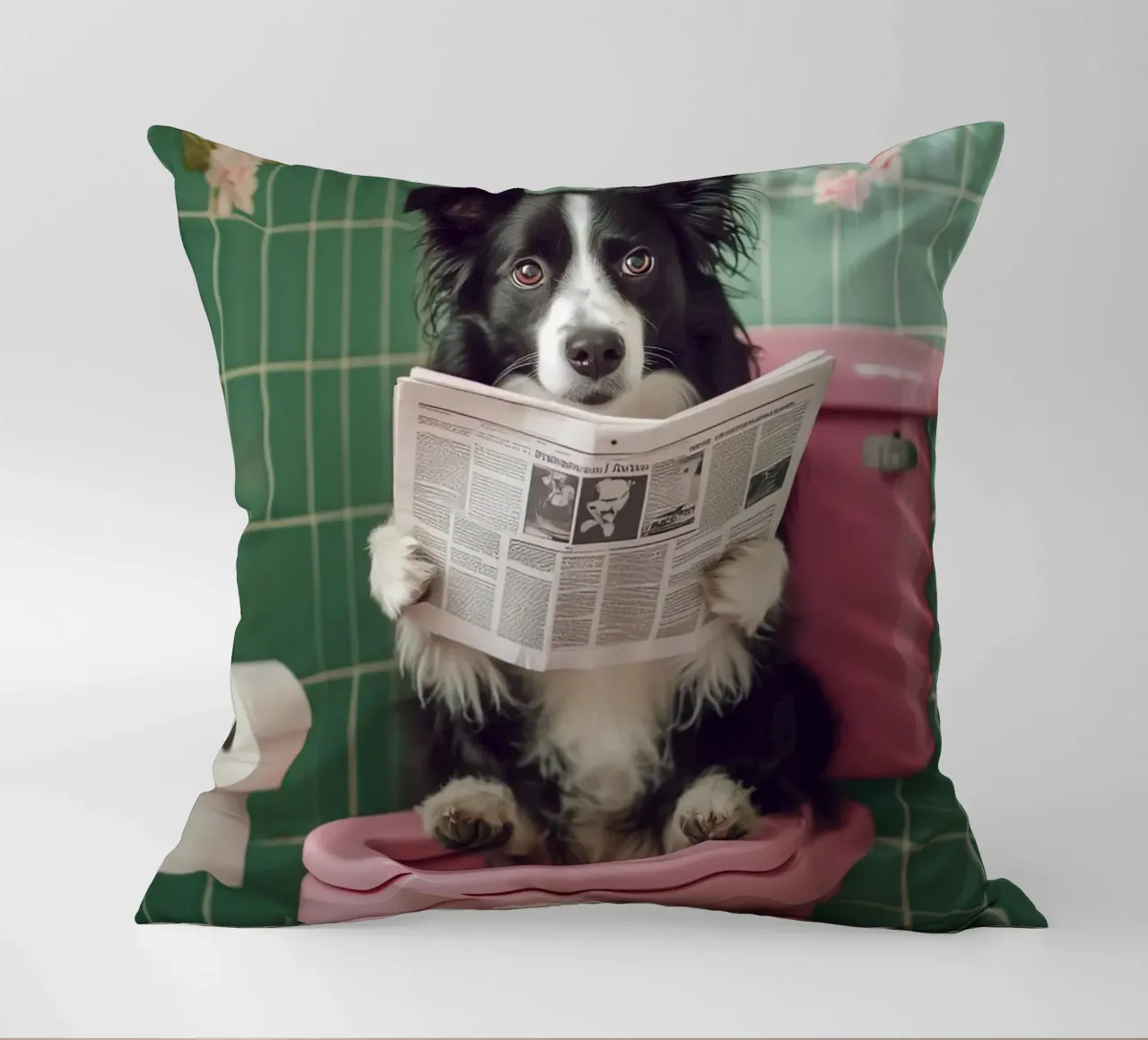Border Collie liest Zeitung cuscino da NORDLICHT DESIGNS