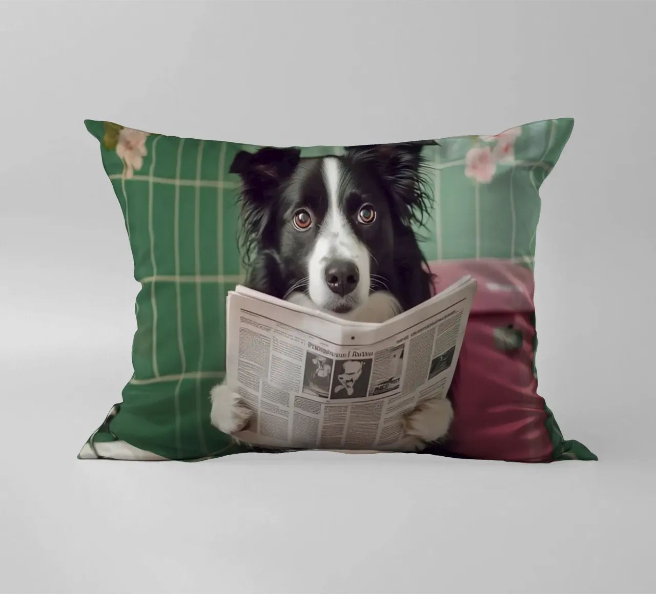 Border Collie liest Zeitung cuscino da NORDLICHT DESIGNS