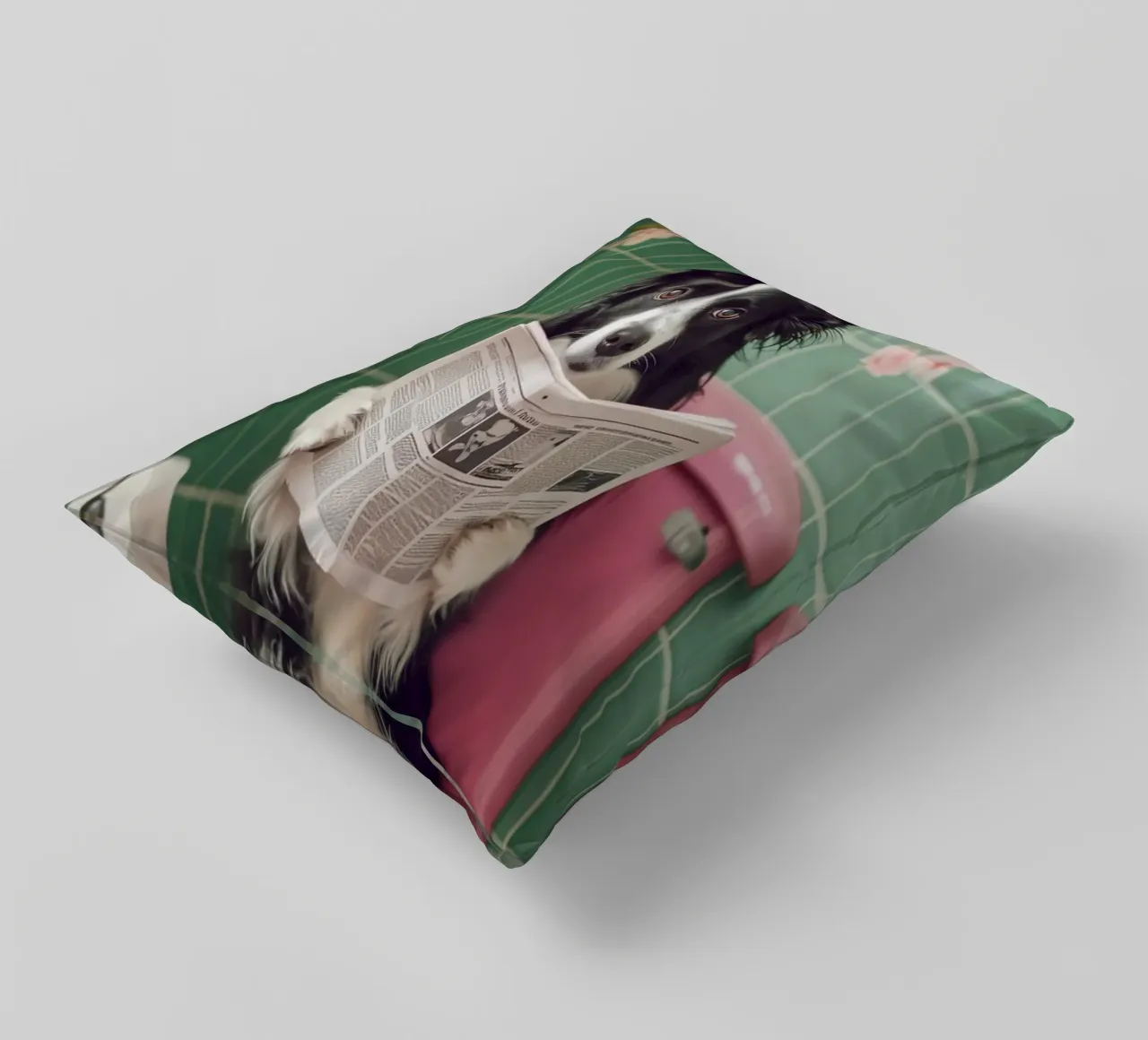 Border Collie liest Zeitung cuscino da NORDLICHT DESIGNS