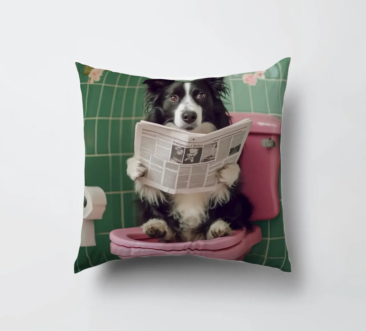 Border Collie liest Zeitung cuscino da NORDLICHT DESIGNS