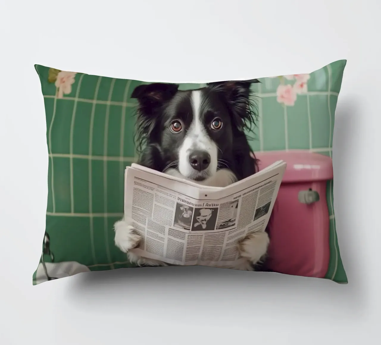 Border Collie liest Zeitung cuscino da NORDLICHT DESIGNS