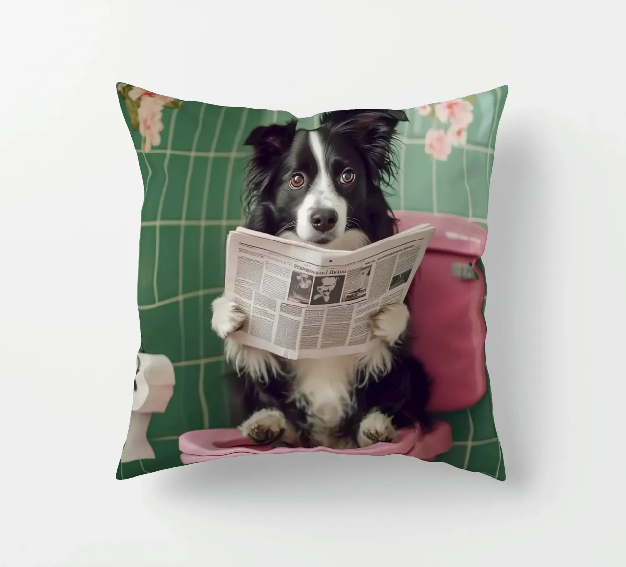 Border Collie liest Zeitung cuscino da NORDLICHT DESIGNS
