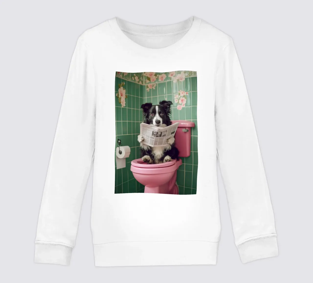 Border Collie liest Zeitung felpa bambino da NORDLICHT DESIGNS