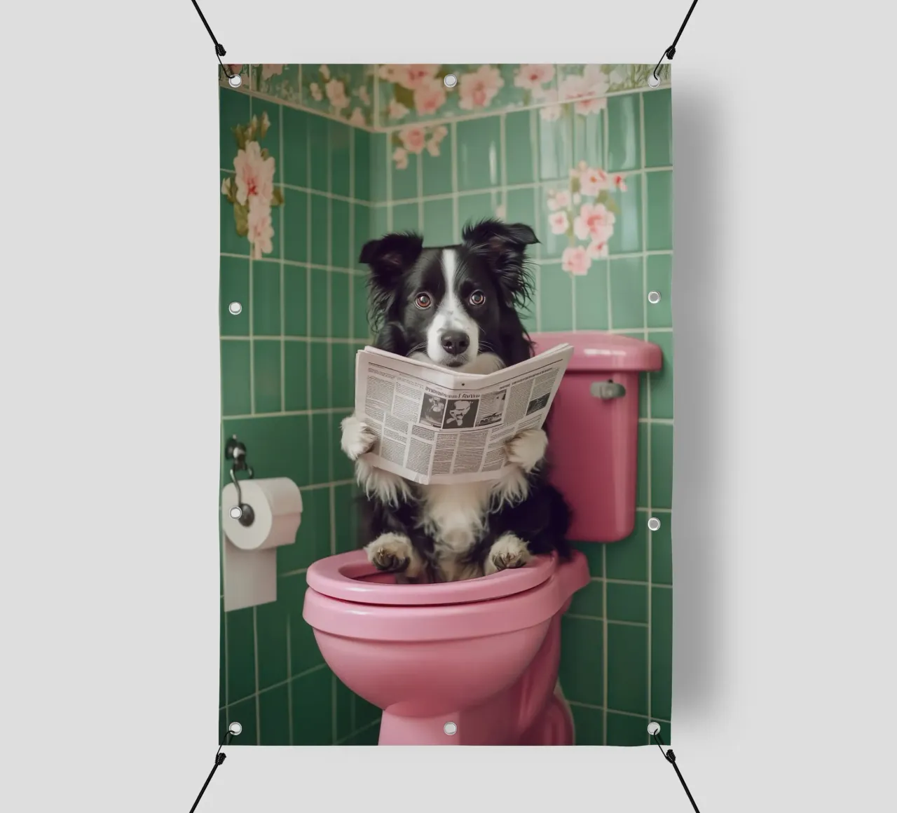 Border Collie liest Zeitung telo in pvc da NORDLICHT DESIGNS