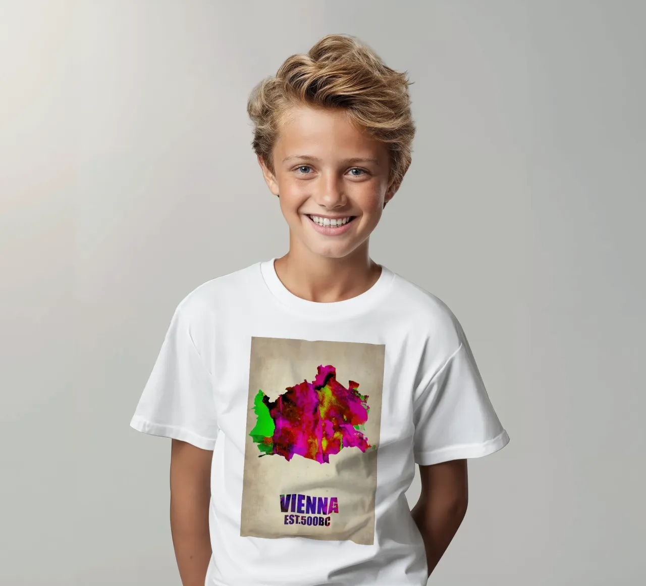 Vienna Watercolor Map kids t-shirt by Naxart