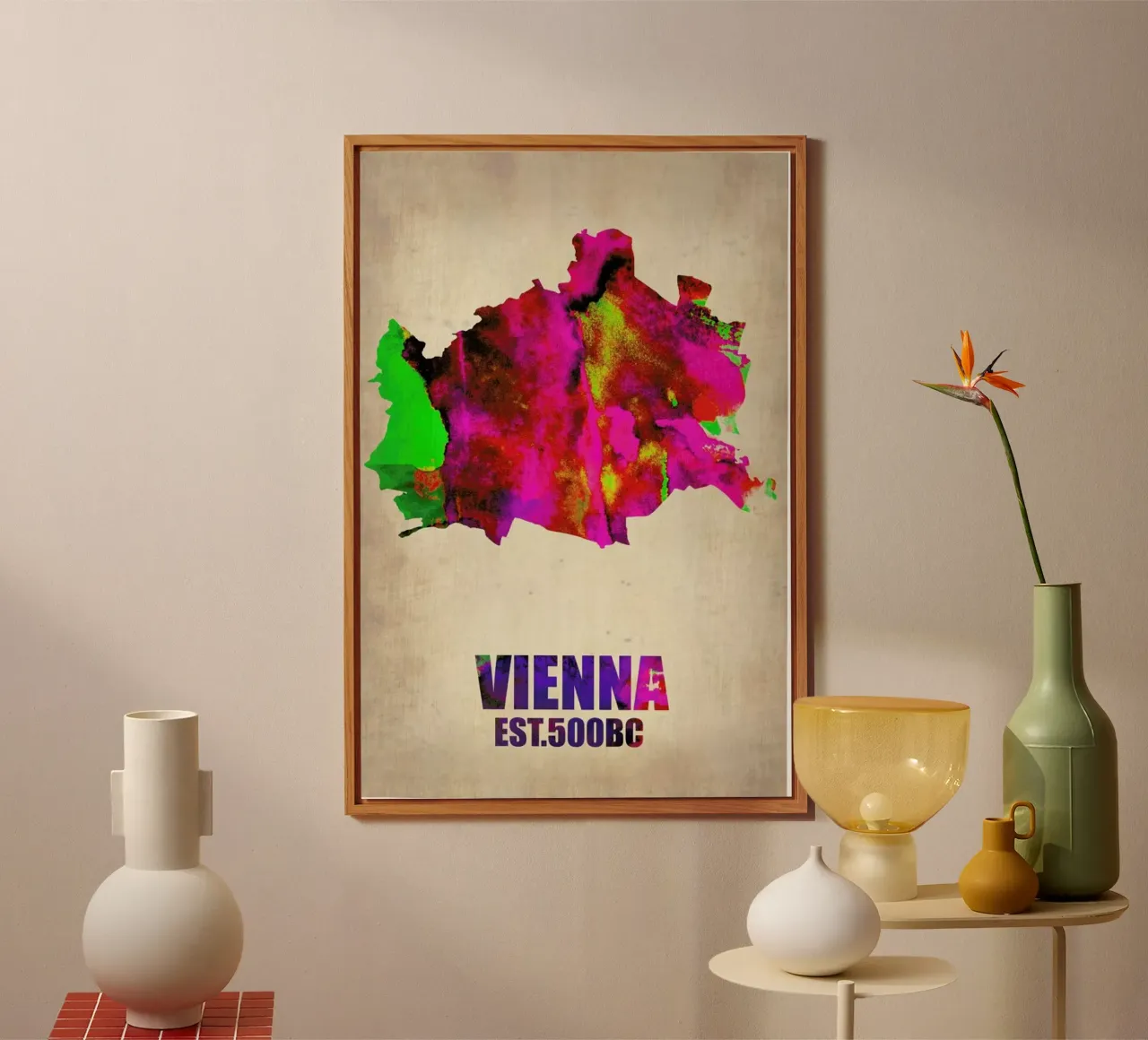 Vienna Watercolor Map alluminio dibond da Naxart