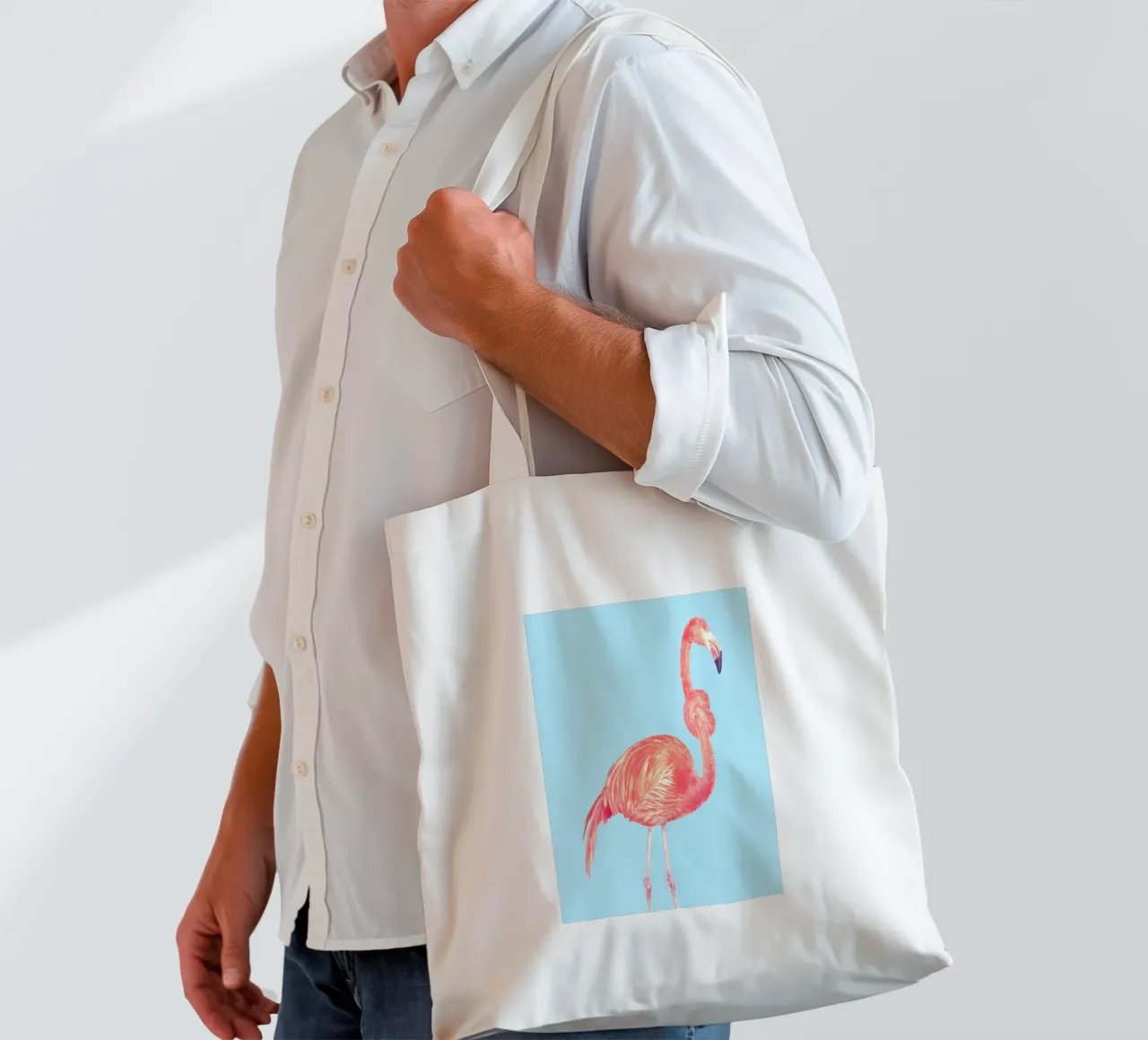 Flamingo with a Big Problem borsa in juta da suckertom
