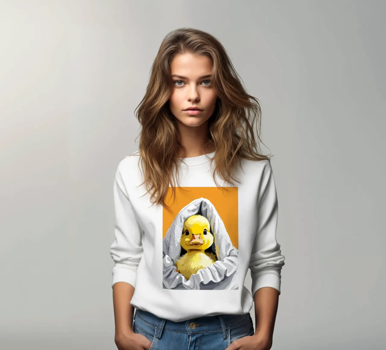 Duckling peeking from under a soft felpa da LisaArtes