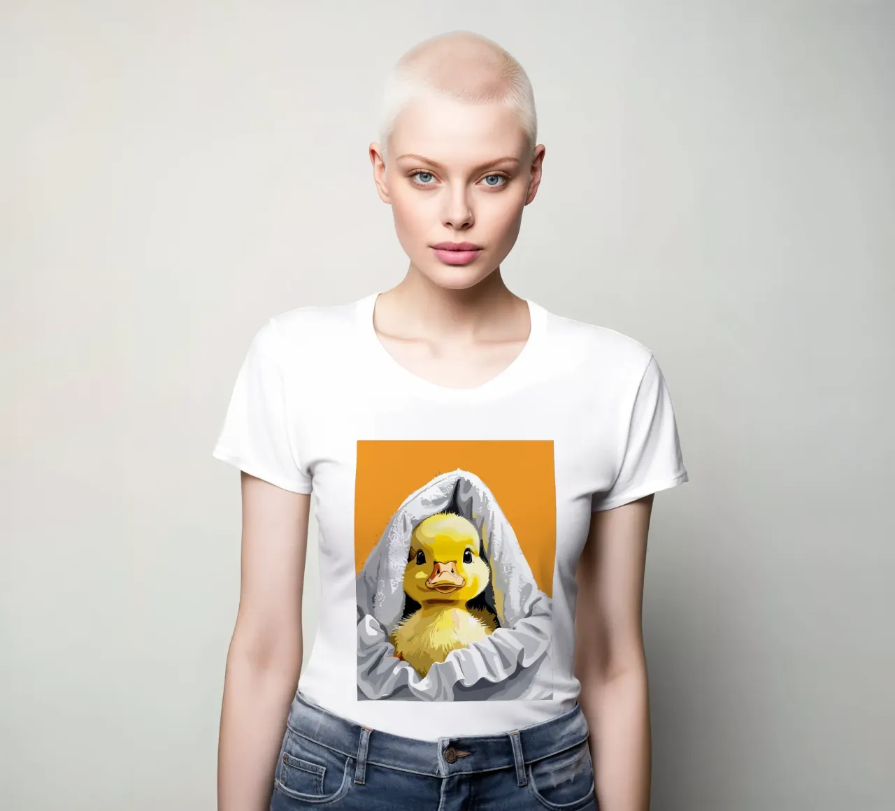 Duckling peeking from under a soft t-shirt da donna da LisaArtes