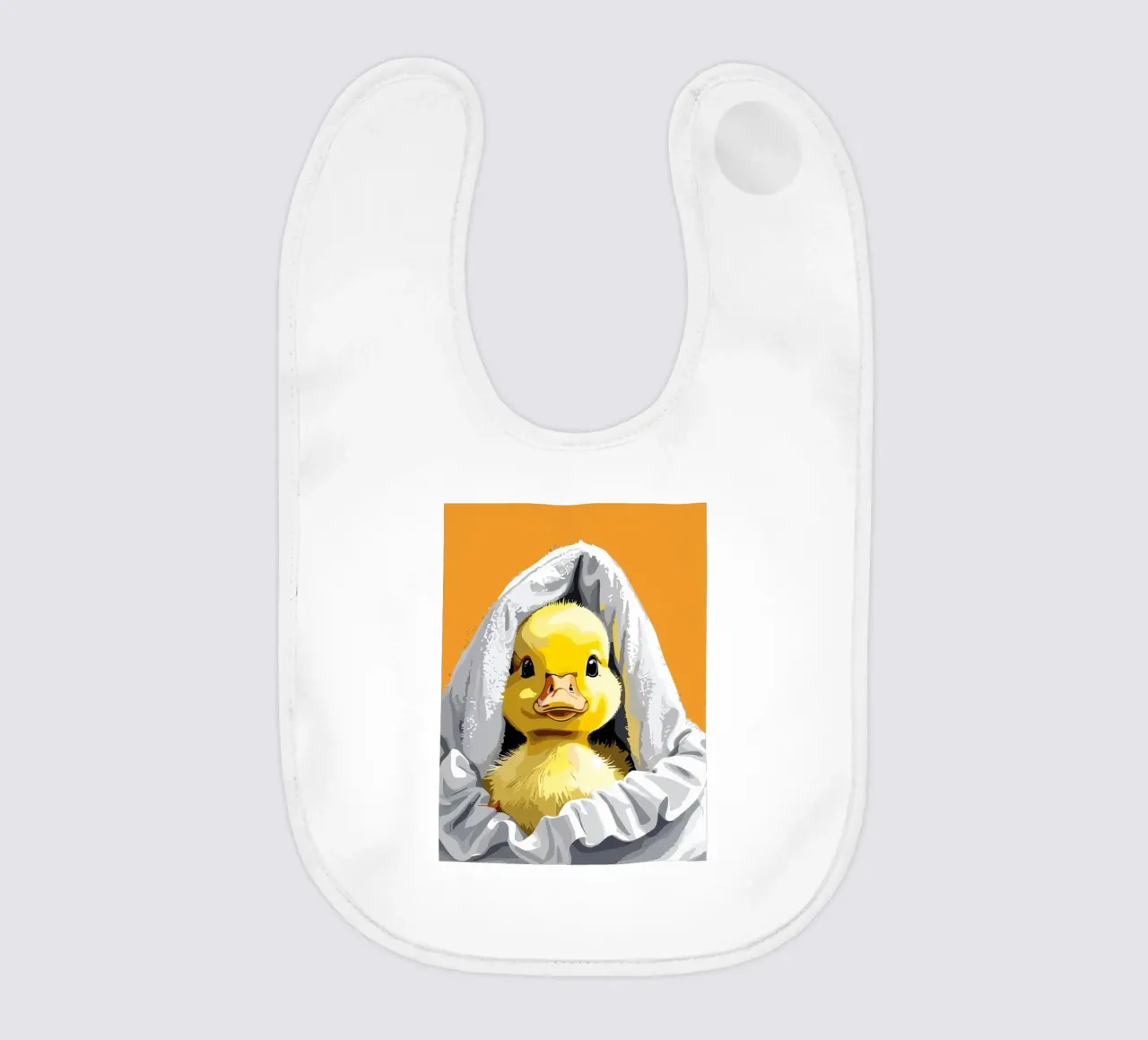 Duckling peeking from under a soft baby bib by LisaArtes