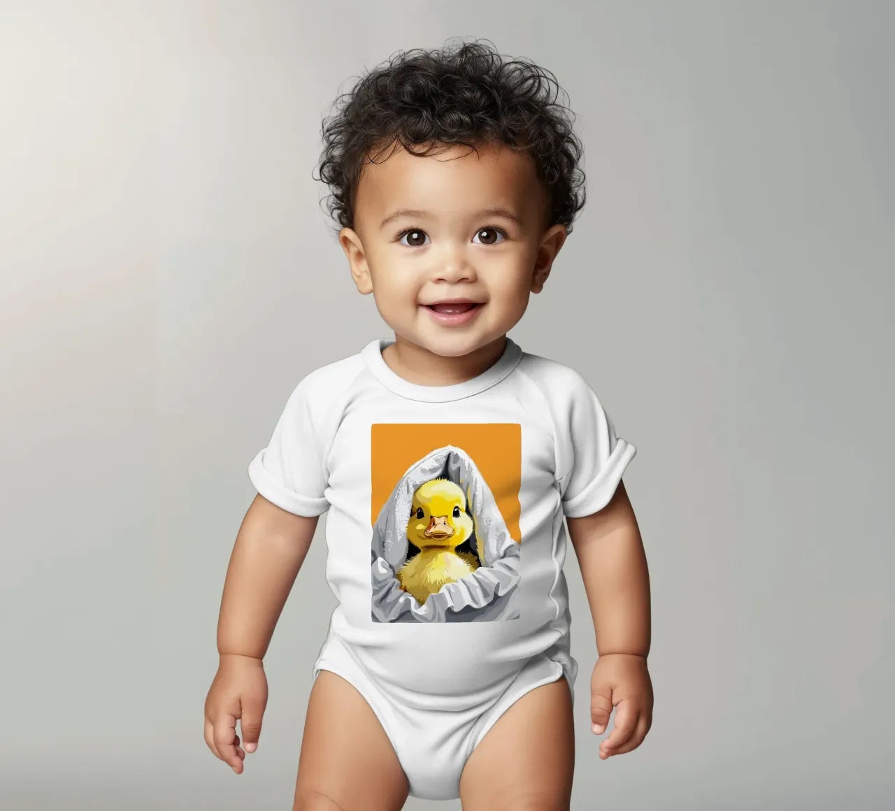 Duckling peeking from under a soft body bébé de LisaArtes
