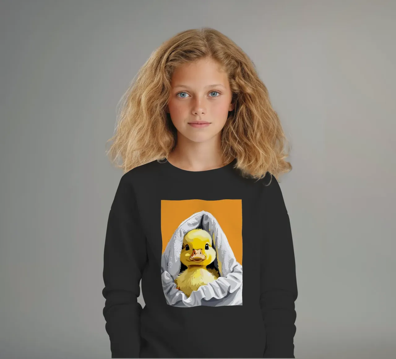 Duckling peeking from under a soft felpa bambino da LisaArtes