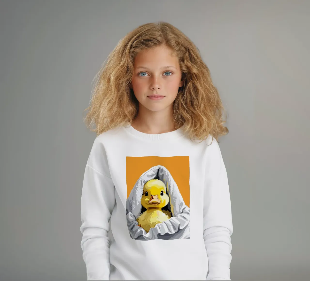Duckling peeking from under a soft sweat enfant de LisaArtes