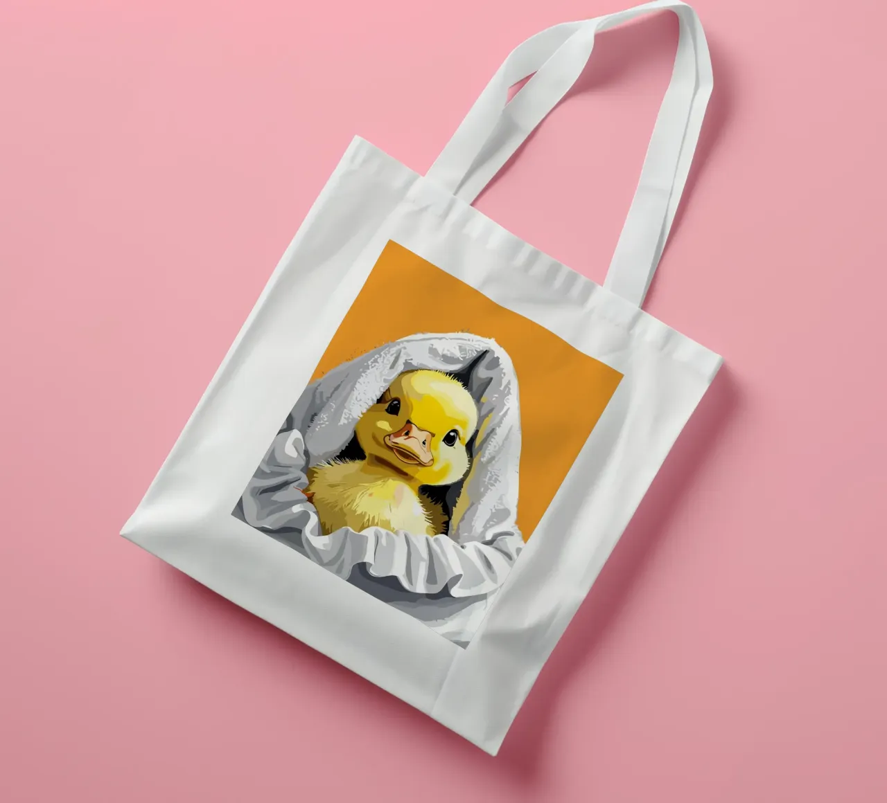 Duckling peeking from under a soft borsa in juta da LisaArtes