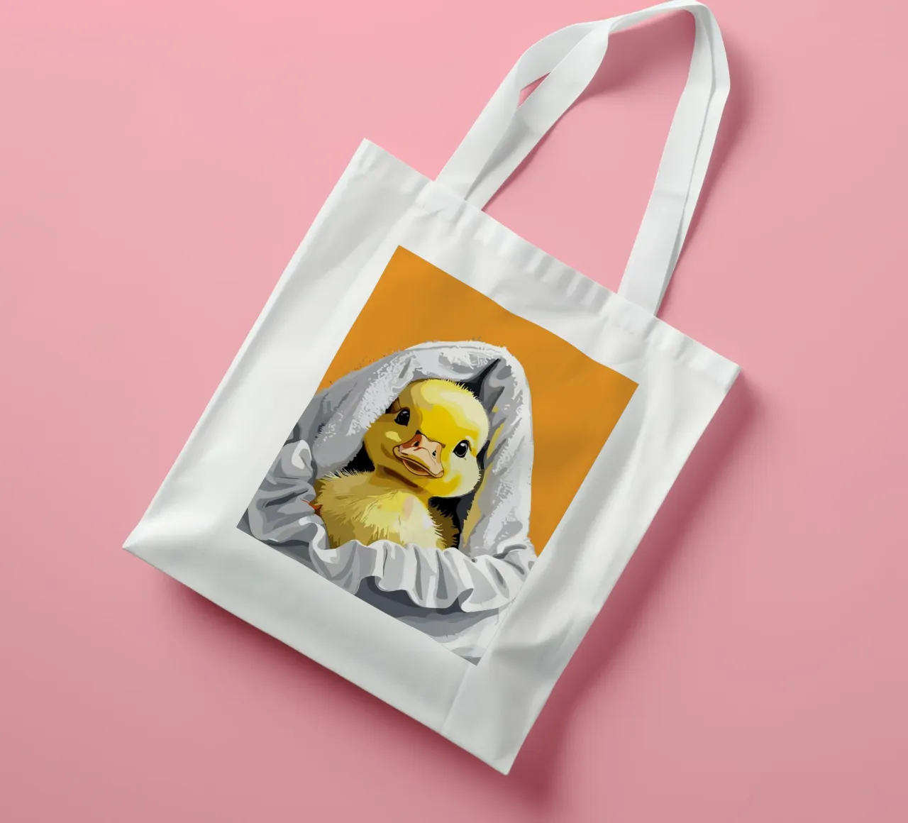 Duckling peeking from under a soft borsa in juta da LisaArtes