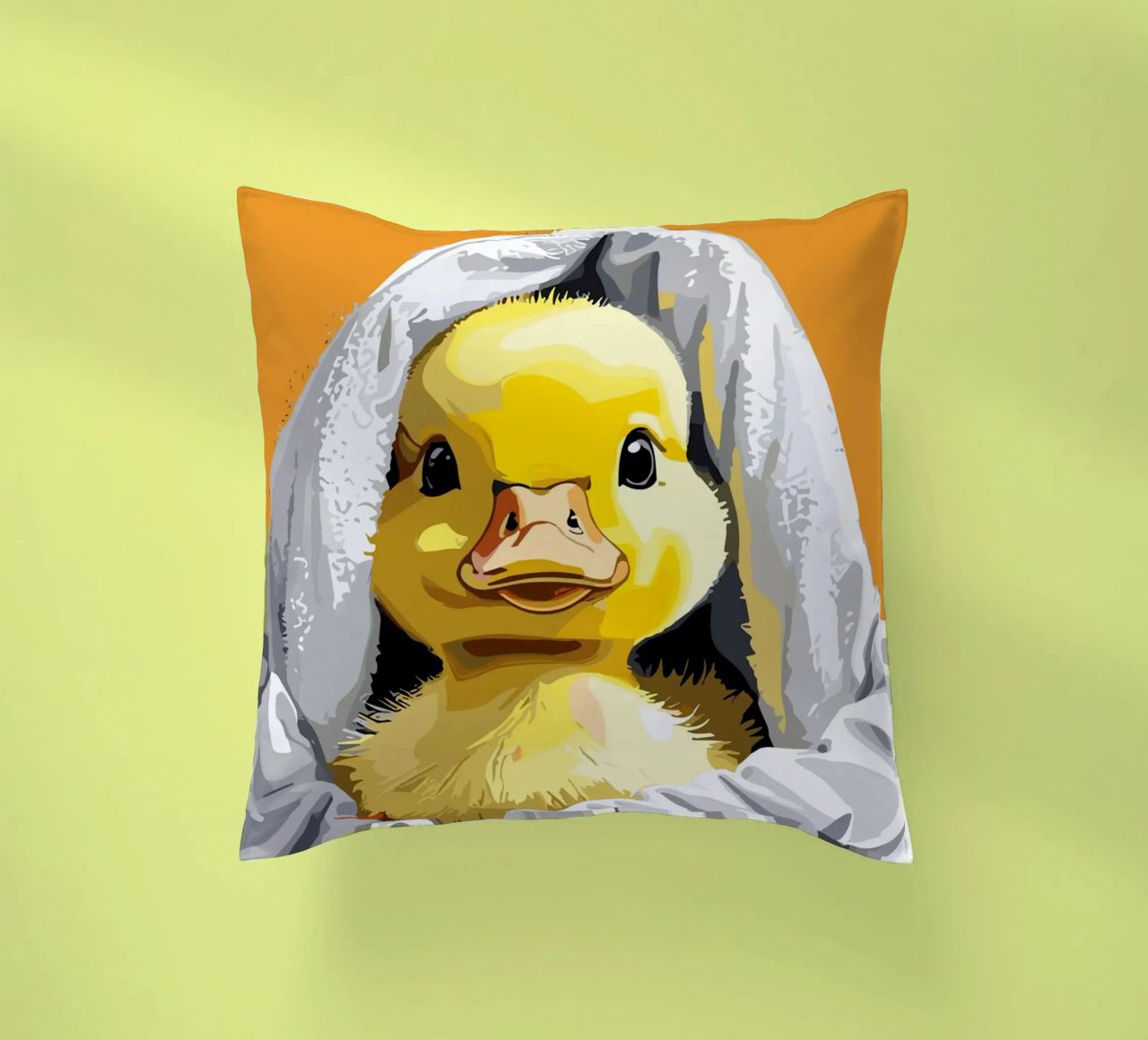 Duckling peeking from under a soft coussin de LisaArtes