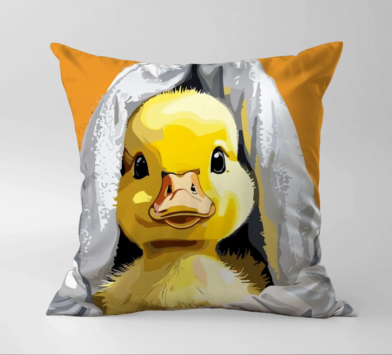 Duckling peeking from under a soft coussin de LisaArtes