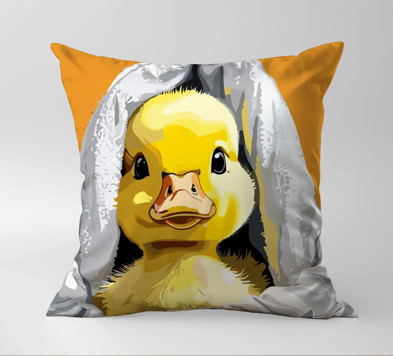 Duckling peeking from under a soft coussin de LisaArtes