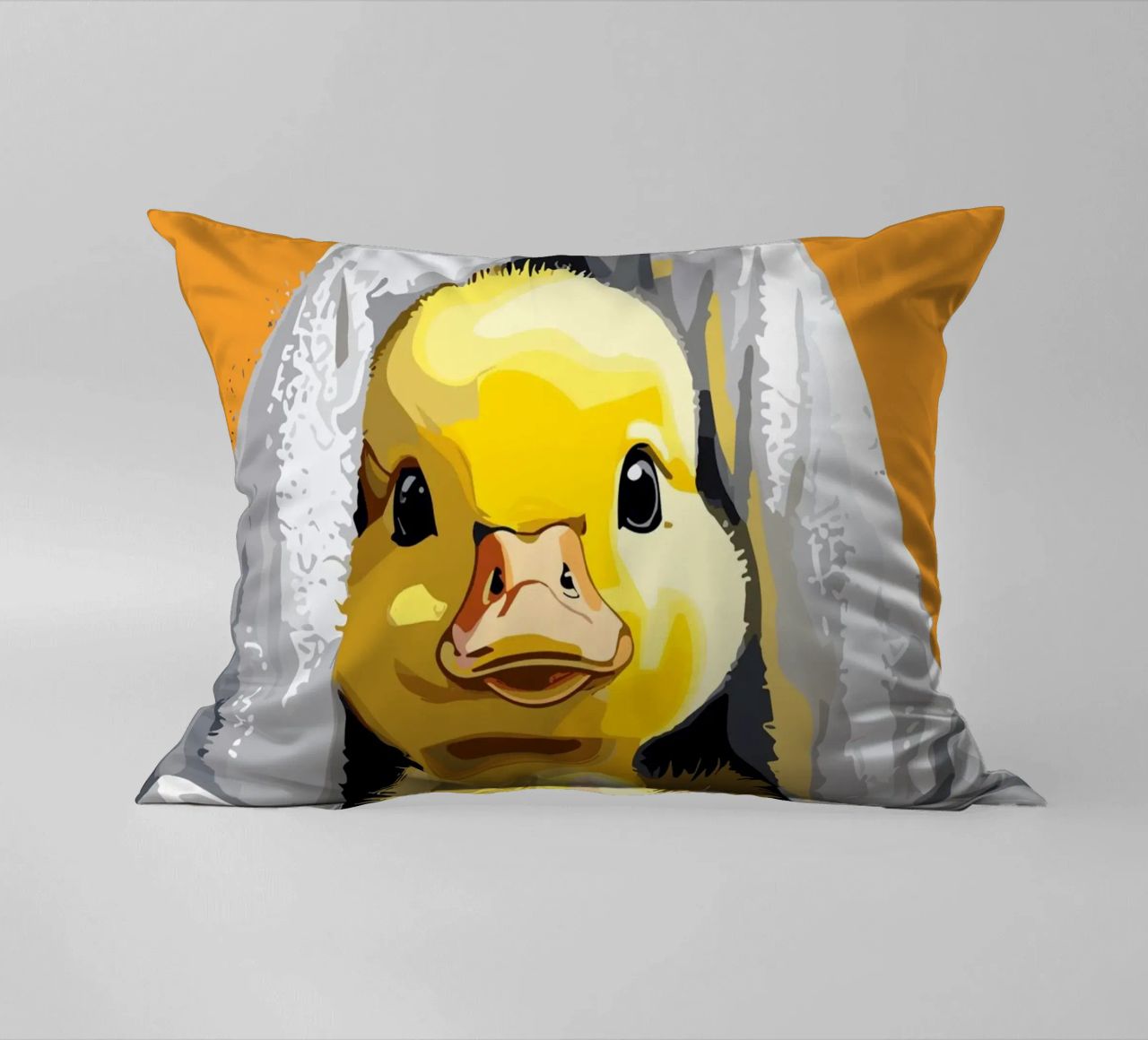 Duckling peeking from under a soft coussin de LisaArtes