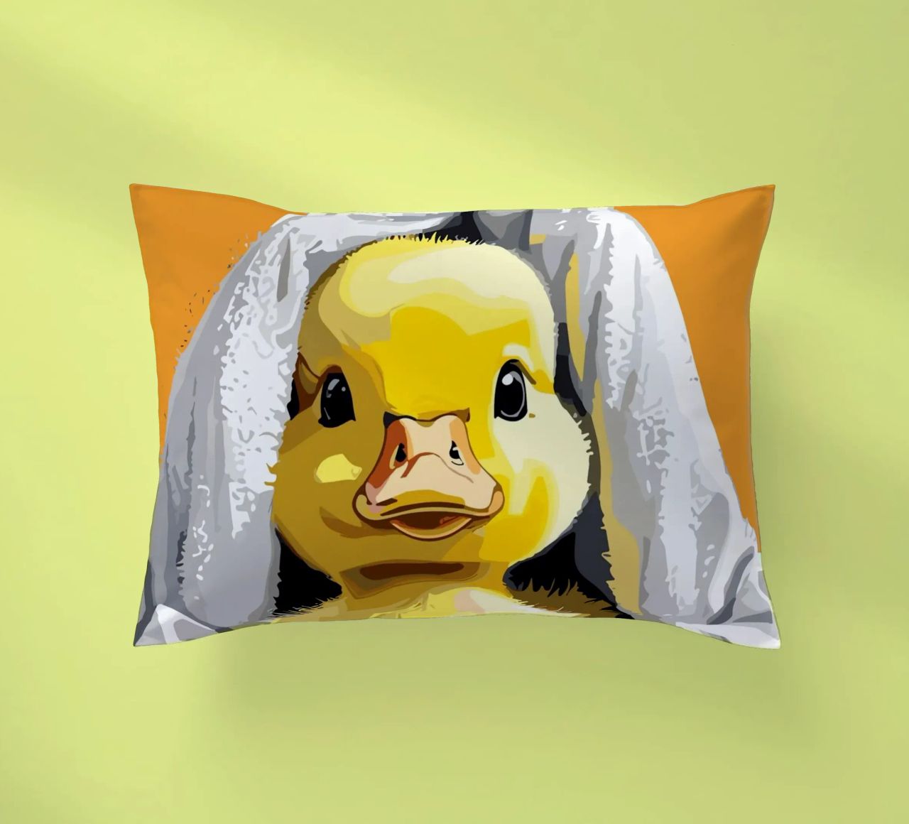 Duckling peeking from under a soft coussin de LisaArtes