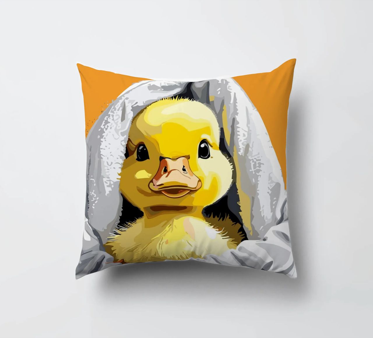Duckling peeking from under a soft coussin de LisaArtes