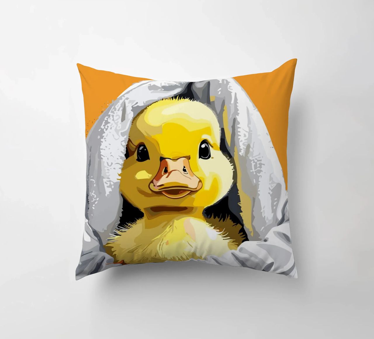 Duckling peeking from under a soft coussin de LisaArtes