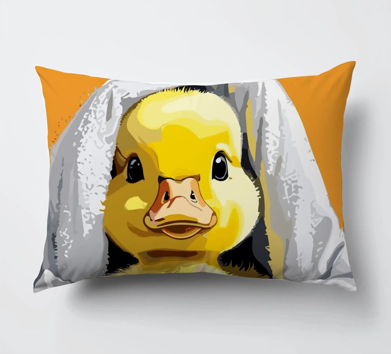 Duckling peeking from under a soft coussin de LisaArtes