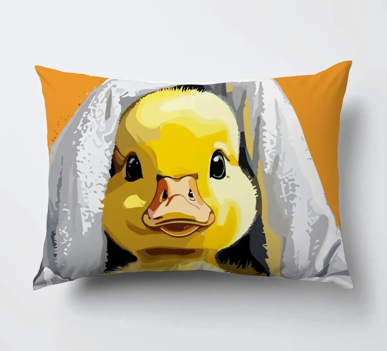 Duckling peeking from under a soft Kissen von LisaArtes